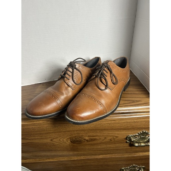 Nunn Bush Shoes Mens 9 Norcross Dress Cap Toe Oxford 84526 Brown Leather - Picture 1 of 14